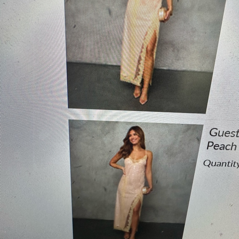 Elegant Peach sequin and lace Dress